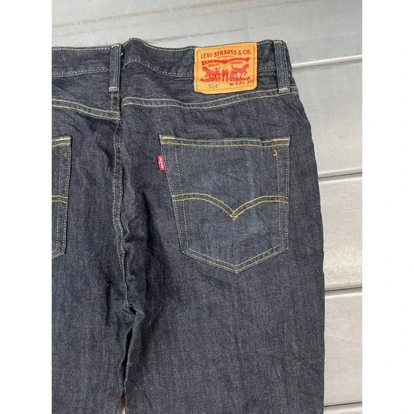 Levis 514 Straight Leg Jeans Mens 33x30 Blue Dark Wash Denim 100% Cotton - Picture 14 of 16
